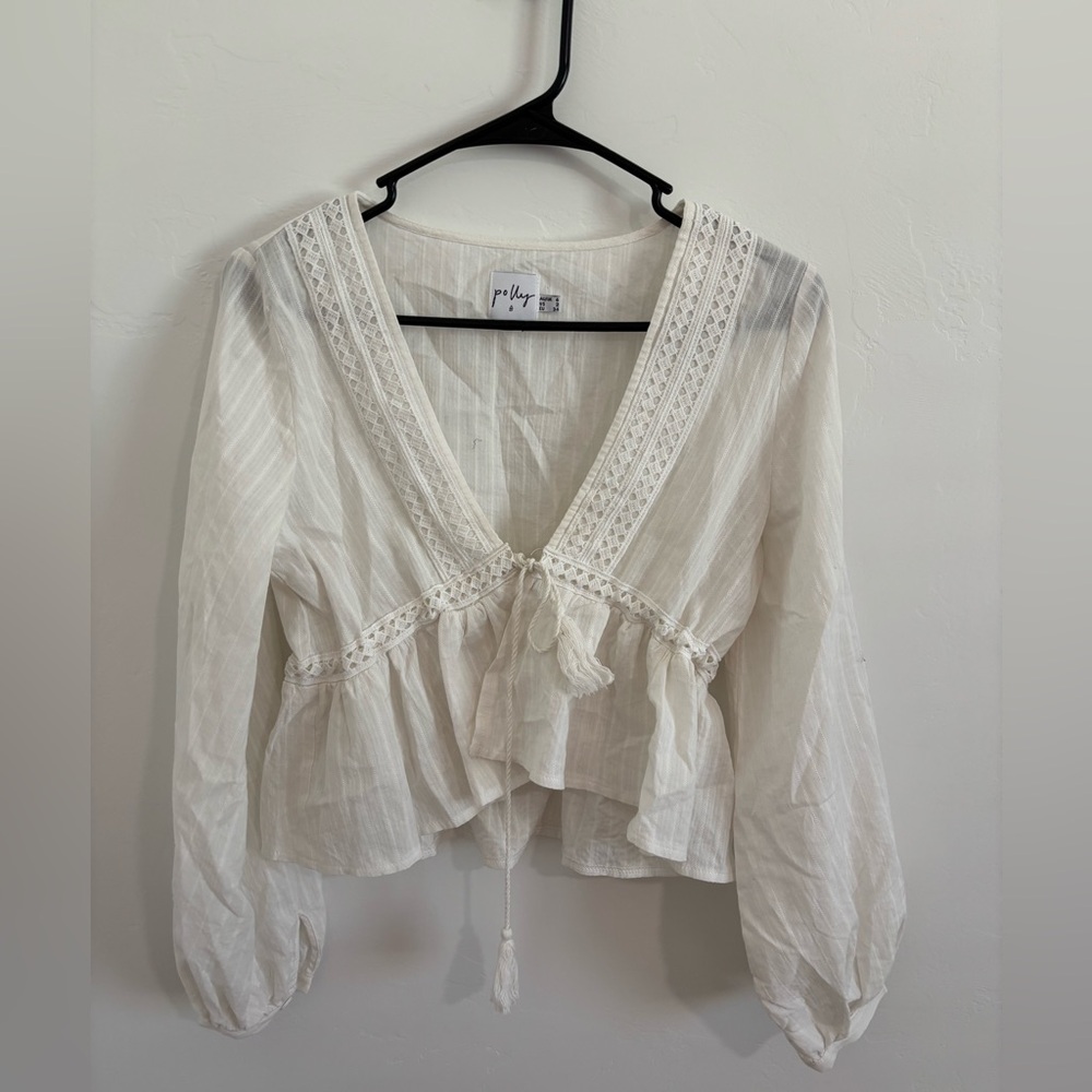 White Blouse with Elegant Lace Trim